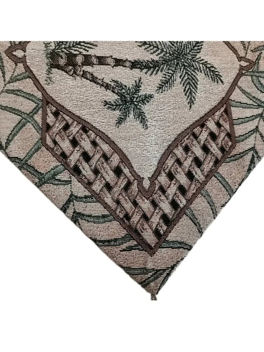 tapestry table runner with palm tree design and tassels 65